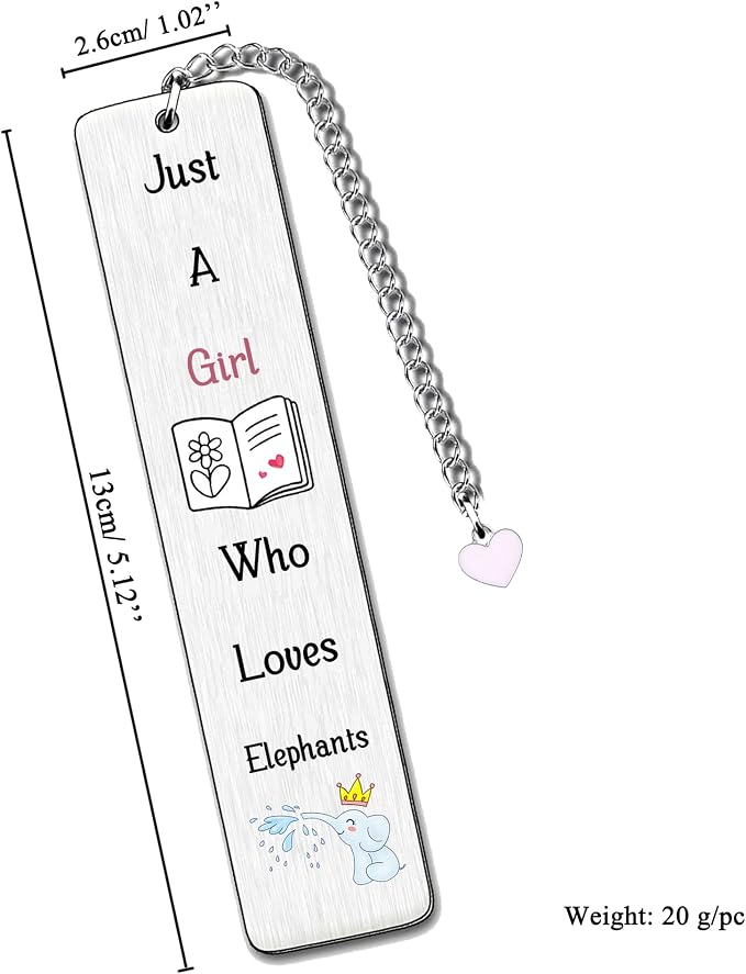 Elephant Bookmarks Cute Bestie Women Teens Distance Accompany Just a Girl who Loves Elephants Daughter Sister Niece Friend Accessory Personalised Birthday Wife Valentines Day Elephant Christmas Gifts