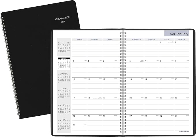 AT-A-GLANCE 2027 Planner, Monthly, 14-Month Dec-Jan, 8" x 12", DayMinder, Black (G4700027)
