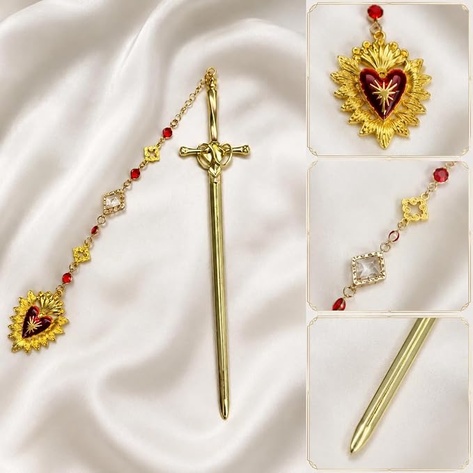 Fantasy Sword Heart Bookmark - Charm Metal Book Mark Gift Unique Aesthetic Page Marker for Reading Lover Women Student Teacher Bookworm Reader Birthday School Office Graduation Accessories