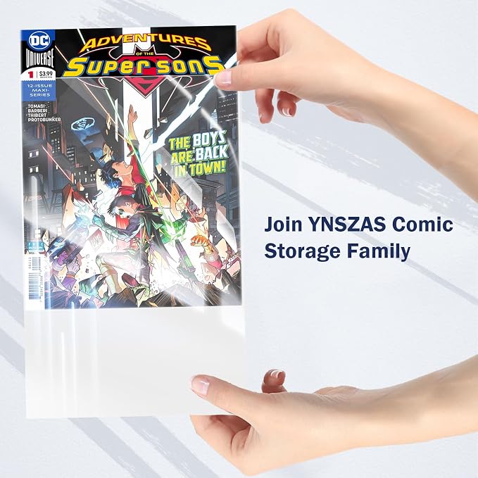 Comic Book Sleeves, Upgrade Polypropylene(PP) Acid-Free Materials,Resealable Crystal Clear Comic Book Storage Boards Bags,20% Thicker Better Comic Collection Display,7.625 x 10.5 Inch,200-Count
