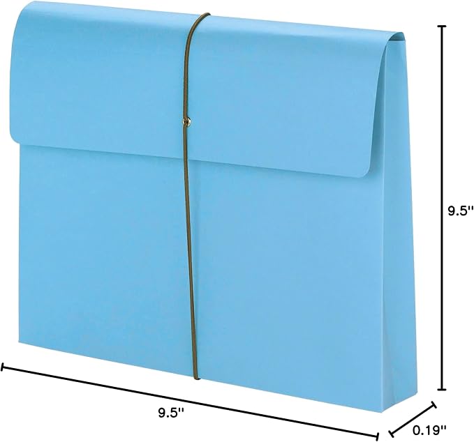Smead Colored Expanding File Wallet with Flap and Cord Closure, 2" Expansion, Letter Size, Blue, 10 per Box (77203) (Pack of 5)