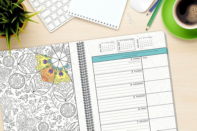 Dated Annual Color Your Year 2026 Planner, Full Calendar Year, Medium (6.625" by 9")