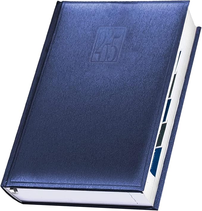 Leather Executive Daily Planner 2026 – A5-Compatible (8.3 x 5.9 in), One Page per Day Hourly Business Agenda, 416 Pages, Monthly Tabs, Hardcover – Made in Italy (BLUE 2025)