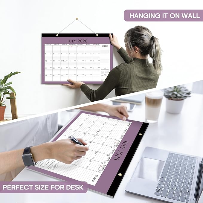 Desk Calendar 2026-2027, 18-Month Calendar Runs from July 2026 to December 2027, Large 17" x 12" Monthly Desktop & Wall Calendar for Home & Office - Boho Colors
