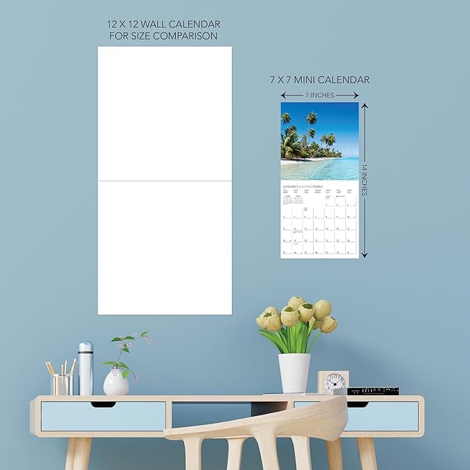 Graphique 2026 Island Paradise Mini Wall Calendar | 7” x 7” | Thick Paper | Home & Office Organizer | Large Monthly Grid | 3 Languages & Marked Holidays | 4 Month Preview Page for 2027