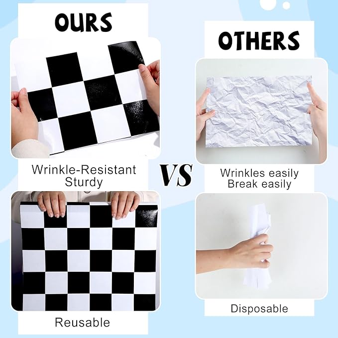 Black Checkered Bulletin Board Roll Reusable Waterproof Erasable Black White Retro Non-Woven Fabric Bulletin Board Roll Checkered Flag Poster for Teacher Classroom Decors Wrap Crafts 15.75" x40ft