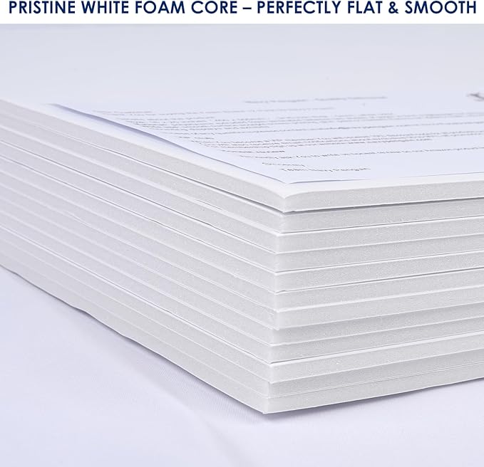Foam Board 12 x 16 x 3/16" - Premium 12 Pack - White Poster Board, Acid Free, Double Sided, Rigid, Sign Board Foamboard for Mounting, Crafts, Paintings Prints, Art, Display, Presentation and Projects