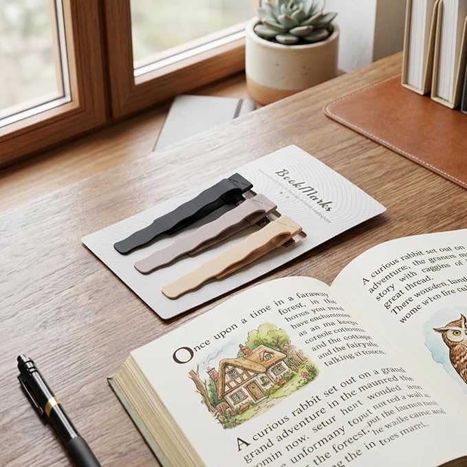 Book Marks for Reading, 3 Pack Silicone Automatic Bookmarks Clips, Book Markers Page Holder Tracker, Book Lover Gifts, Book Club Bookish Office Gifts for Teachers, Readers, Women, Men, Kids