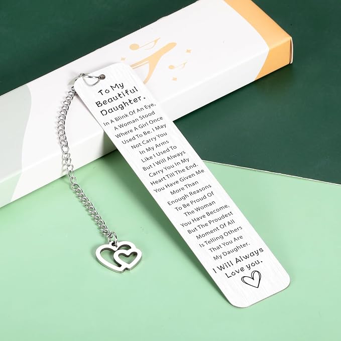 Inspirational Daughter Bookmark Graduation Gifts, to My Daughter 16th 18th 21st Birthday Gift for Daughters from Mom Dad, Book Accessory for Book Lovers, Girls Dorm Room Essentials Back to School
