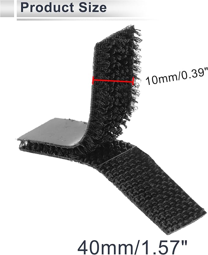 10 Pcs Universal Hook and Loop Tape Adhesive Back Double Sided Sticky-Back Home Office Phone Mount Adhesive Tape 0.39" x 1.57" Black
