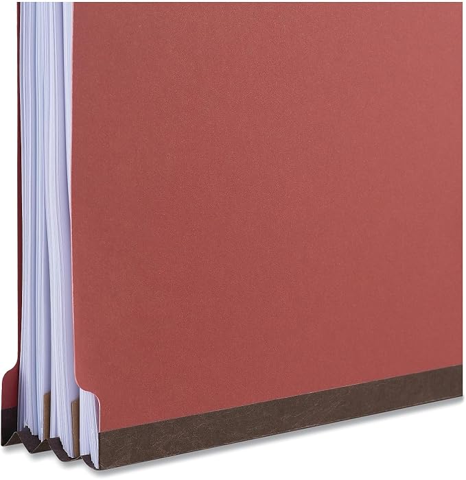 Universal 10315 Pressboard End Tab Classification Folders, Letter, Six-Section, Red, 10/Box