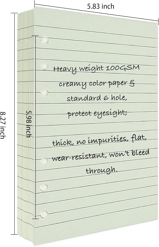 90+54+14 A5 Refill Paper with Undated Monthly Weekly Calendar Planner Inserts, 6 Ring Loose Leaf Lined Filler Paper Refillable for Binder Planner Journal Agenda Notebook
