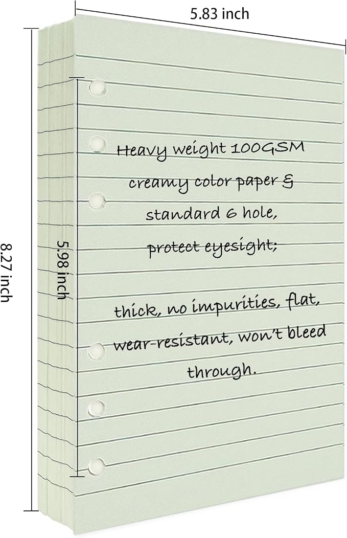 90+54+14 A5 Refill Paper with Undated Monthly Weekly Calendar Planner Inserts, 6 Ring Loose Leaf Lined Filler Paper Refillable for Binder Planner Journal Agenda Notebook