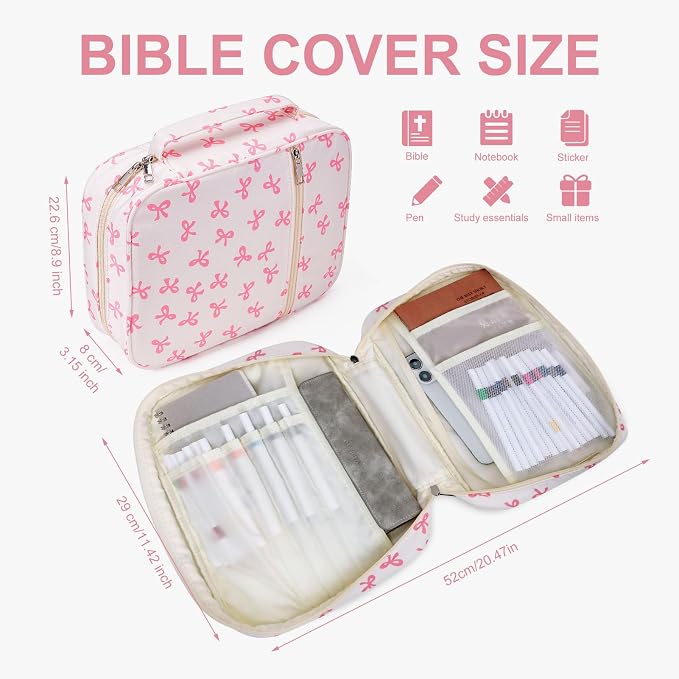 Floral Bible Cover Case for Women, Aesthetic Large Carrying Case, Quilted Bible Tote Bag Organizer Study Supplies