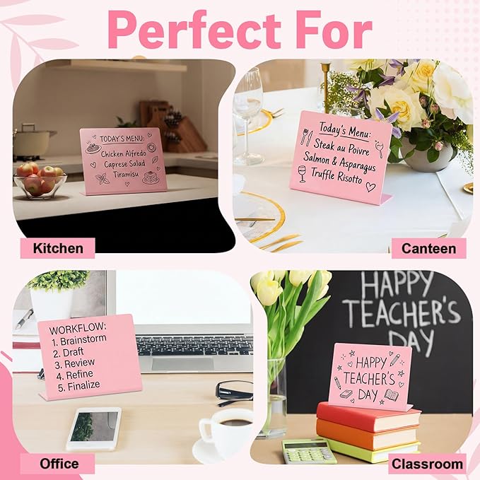 12 Pcs 4 x 3 Inches Pink Food Labels for Party Buffet Mini Chalkboard Signs with 2 Chalk and 1 Eraser Small Table Signs for Wedding Birthday Bakery Table Display Food Display