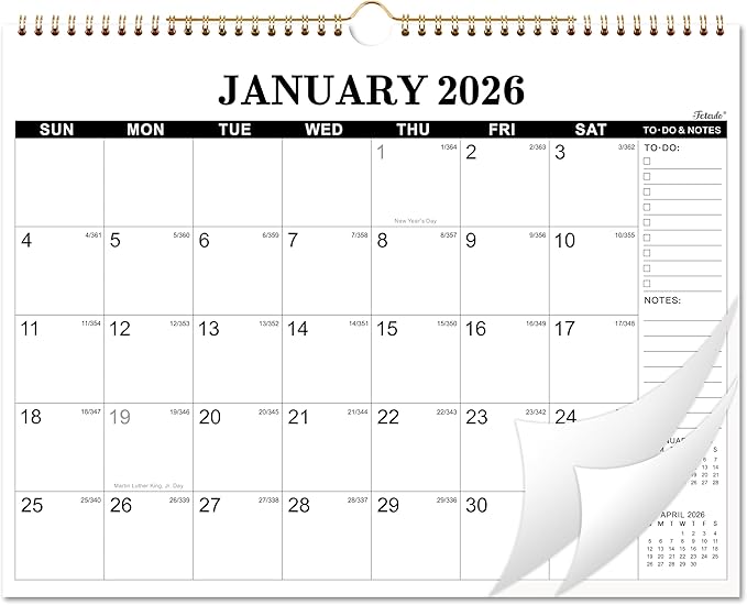 2026 Calendar - 2026 Wall Calendar, Jan. 2026 - Dec. 2026, 14.6'' x 11.4", Large Wall Calendar with Highlighted Holidays, Sturdy Binding, Calendar for Planning
