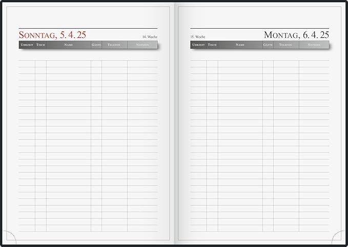 rido/idé Reservation Book (2025), 1 Page = 1 Day, A4, 400 Pages, Balacron Cover, Black