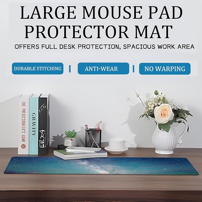 Cute Axolotl Gaming Mouse Pad – 12x31.5in Large Extended Desk Mat with Adorable Pink Salamander Design – Non-Slip Rubber Mousepad for Office Home – Deskmat Gifts for Ocean Lovers Decor