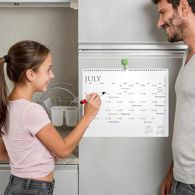 SUNEE Wall Calendar 2026 21 Months Apr. 2026 - Dec. 2027, 14.5"x11.5" Big Grid Hanging Calendar with Note for Organizing & Planning, Monthly Calendar 2026-2027 with Last Month and Next Month, White