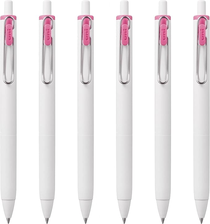 Uni-Ball one Retractable Gel Pens, Medium Point (0.7mm),Baby Pink Ink, 6 Pens