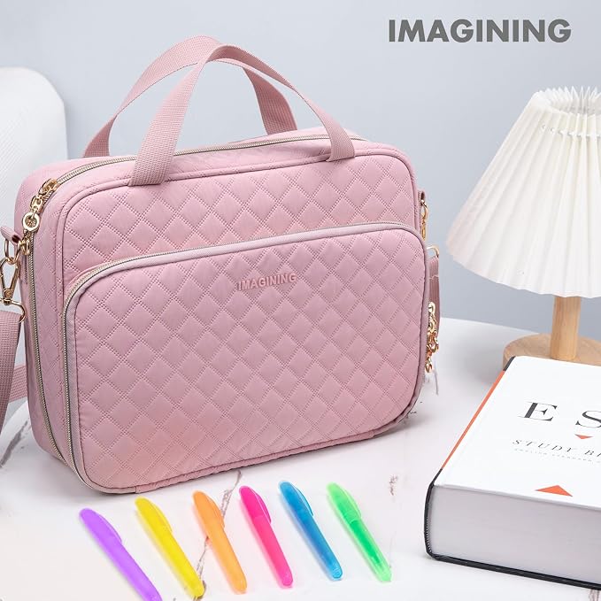 IMAGINING Large Bible Case with Bible Cover for Women - Bible Carrying Case with Shoulder Strap - Bible Bag Packed in Gift Box - Bible Carrier with Pockets for Bible Study Suppliers - Bible Gift Girls