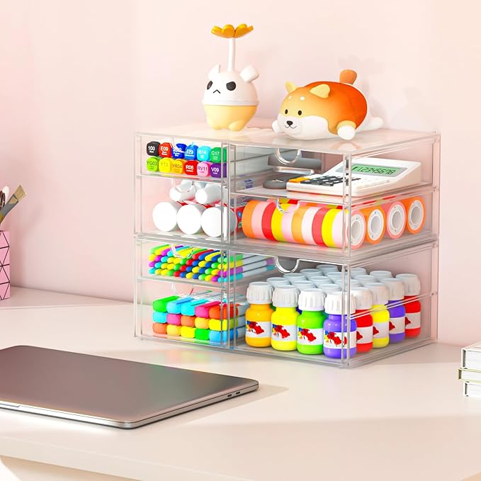 caktraie Versatile Acrylic Makeup Organizer, Drawer Organizer - Transparent Desktop Storage for Cosmetics, Office Supplies & More - Clear Organizer for Home & Office Use