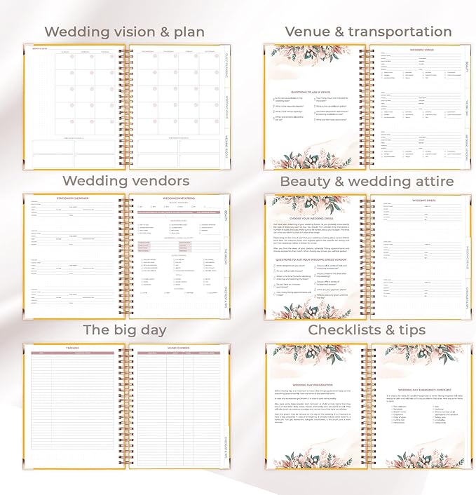 Clever Fox Wedding Planner – Notebook Organizer for Bride – Wedding Planning Binder Book with Pockets – Engagements Gift, 10x11″ (Amber Yellow)