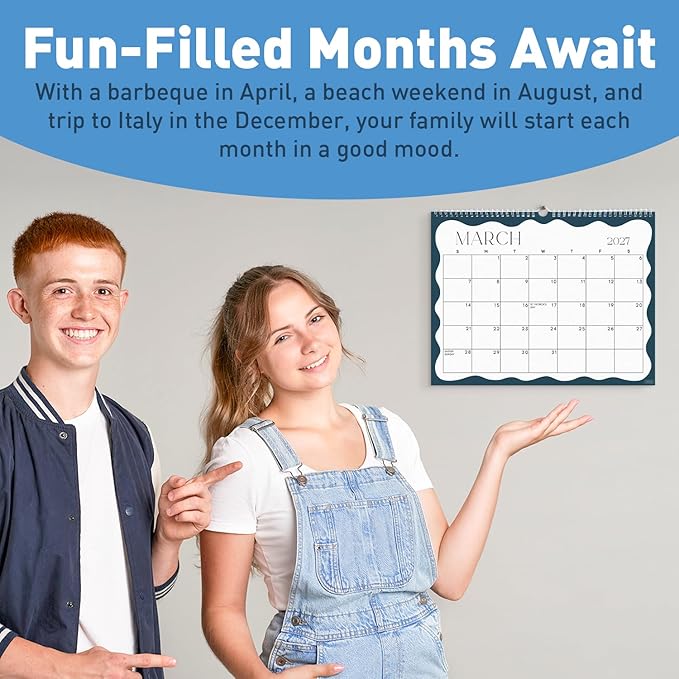 S&O Soft Seasons Wall Calendar from January 2026-June 2027 - Tear-Off Monthly Calendar - 18 Month Academic Wall Planner - Hanging Organizer to Track Anniversaries & Appointments - 13.5"x10.5”in