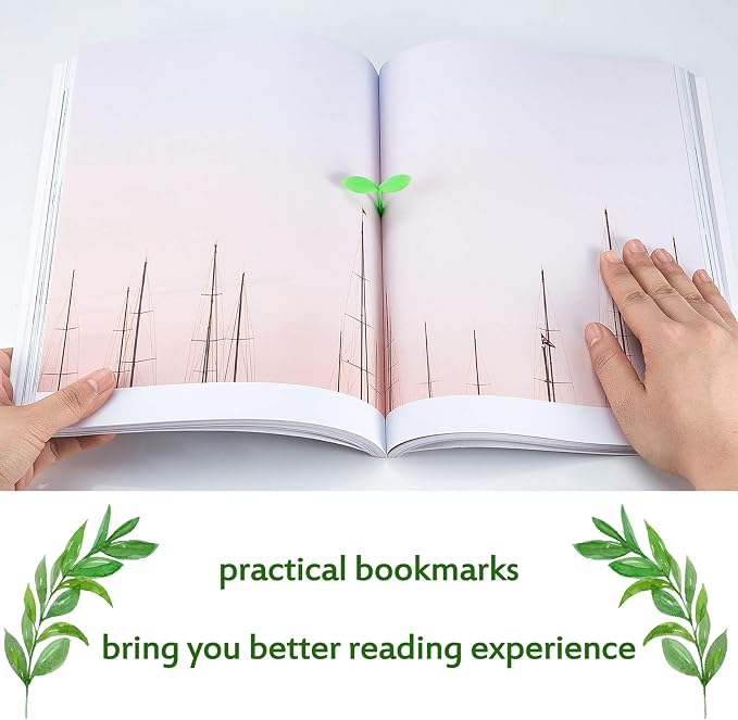 Outus Sprout Little Green Bookmarks Silicone Grass Buds Mini Leaf Grass Creative Green Bookmarks Marking Tag Decoration Gifts for Students Bookworm Book Lovers(24 Pieces)