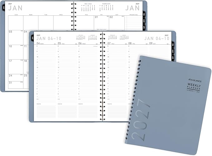 AT-A-GLANCE 2027 Planner, Weekly & Monthly, 8.25" x 11", Contemporary Lite, Slate Blue (70940X2027)