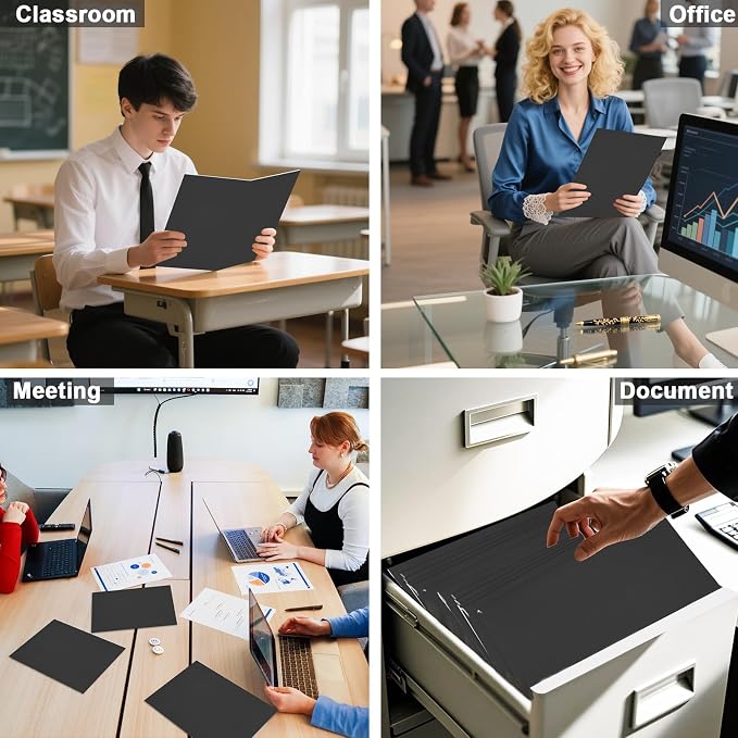 Folders with Pockets, LAYZZ 60 Pack Paper Pocket Folders, 2 Pocket File folders Fits Letter Size Paper, for School Office and Home (Black)