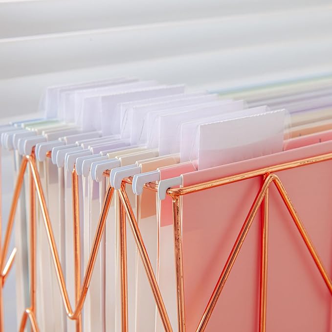 48 Pack Hanging File Folders Letter Size with 1/5 Cut Adjustable Tabs File Folder for Filing Cabinet Reinforced Hanging Folders Design for Home School Office, Macaroon Design