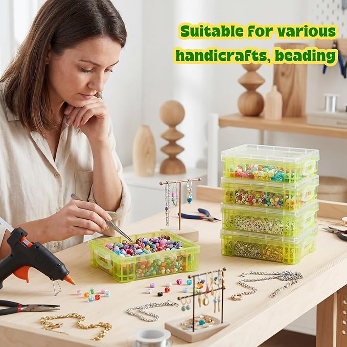 Suzile 40 Pcs Plastic Crayon Boxes Holds 24 Crayon with Snap Lid Storage Container Clear Stackable Case for School Office Classroom Supplies Pen Pencil Craft(Green)