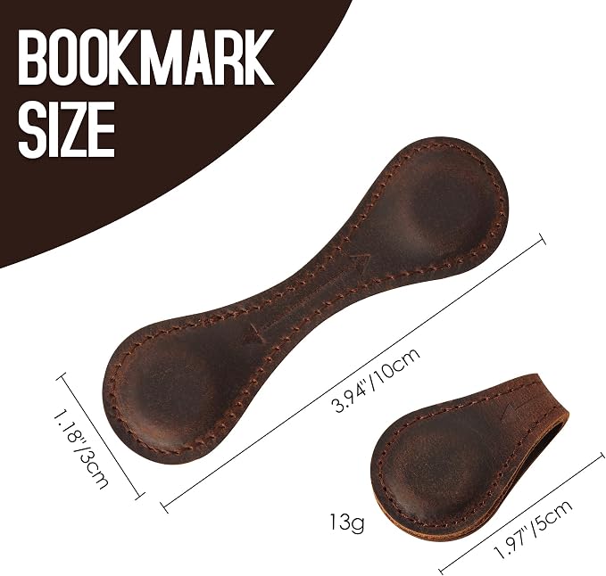 Magnetic Leather Bookmarks Book Marks for Reading Women Men Book Lovers Readers (Brown-2PC)
