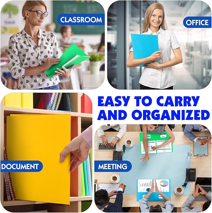 Two Pocket Folders, 110 Pack Paper Folders with Pockets, Assorted 10 Colors, Letter Size Paper Folder, Thick Textured Paper File Folders Bulk for School, Office, Business, Home
