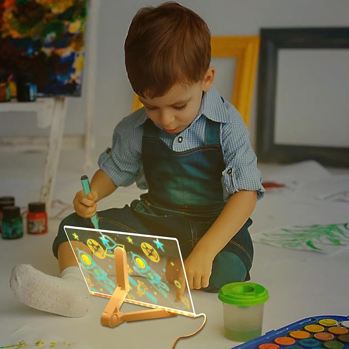 LED Note Board with Colors, Acrylic Led Note Board with Colors, Light up Dry Erase Board with Stand & 7 Pens, Glowing Memo Letter Message Board for Home Office School (7.87" x 11.81")
