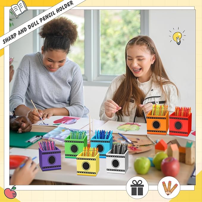 Threehoney 10 Pcs Crayon Organizer Crayon Holder Wooden Colored Pen Holder Dispenser Marker Storage for Back to School for Classroom School Art Supplies(3.2x 3.2x3.2in)