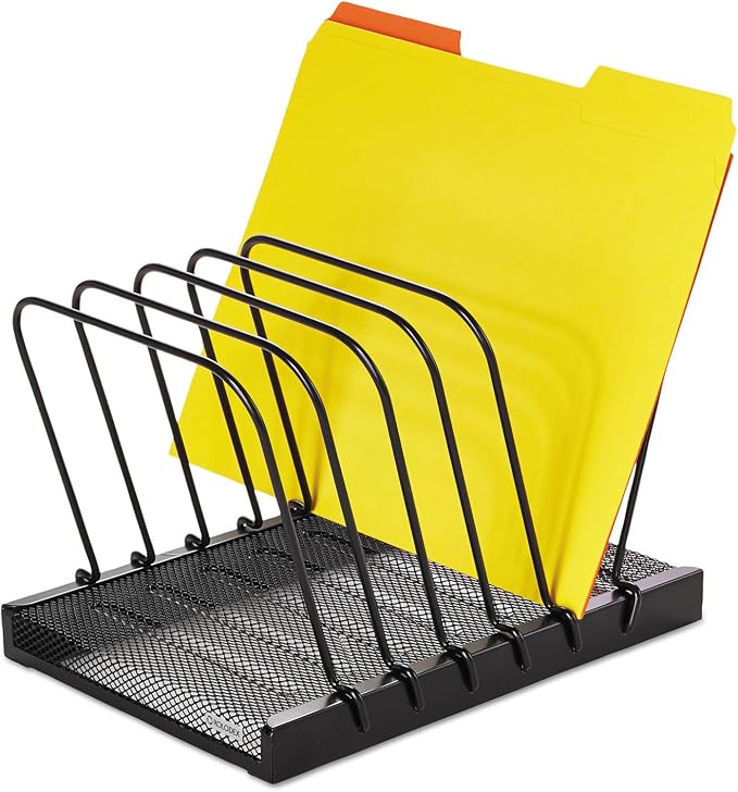 Rolodex 1742323 Mesh Flip File Folder Sorter Five Sections Black 10 1/4 x 7 1/2 x 7 1/2