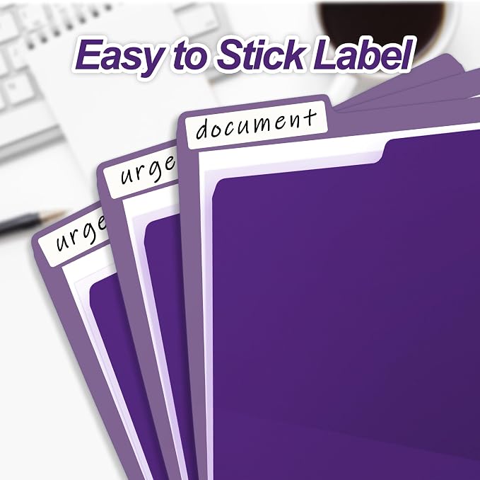 VZCPYTPM 150 Pack Purple File Folders,Letter Size (8.5x11 in),1/3-Cut Tabs in Assorted Positions,Cardstock Paper Folders for Office,School & Home Filing Cabinet Organization, Bulk Document Folders