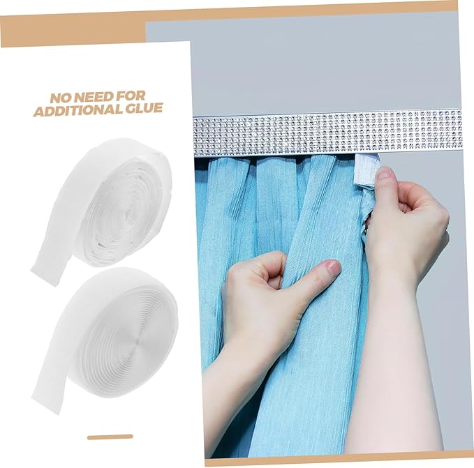 TEHAUX 1Roll Double Sided Adhesive Hook and Loop Tape for Curtains and Doors Strong Grip Self Adhesive Fastener Strips Durable for Home and Office Use