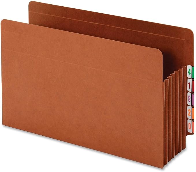 Globe-Weis/Pendaflex End Tab Heavy Duty File Pockets, 7-Inch Expansion, Tyvek Gusset, Legal Size, Brown, 5 Per Box (64795)