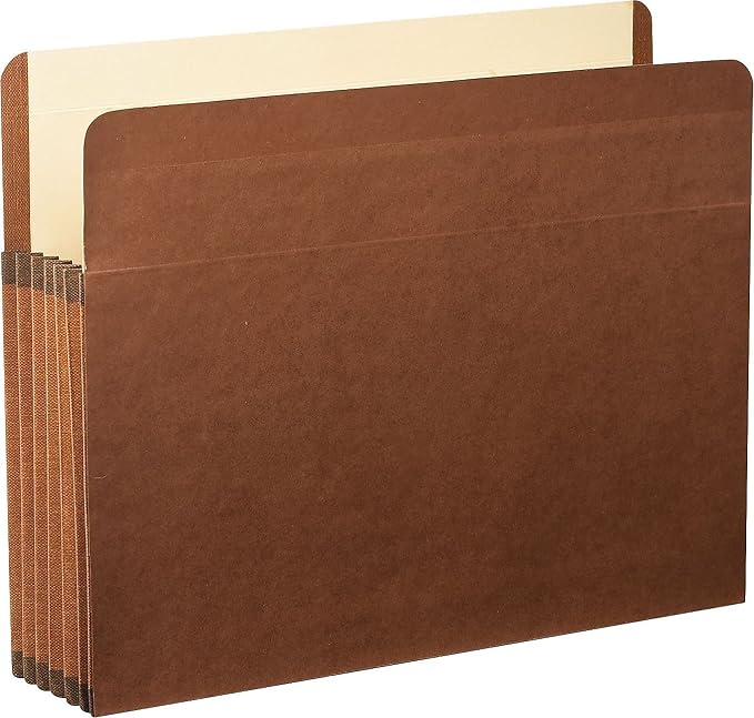 Pendaflex Premium Reinforced File Pockets, Letter Size, Brown, 5.25 inch Expansion, 5 per box (85545)