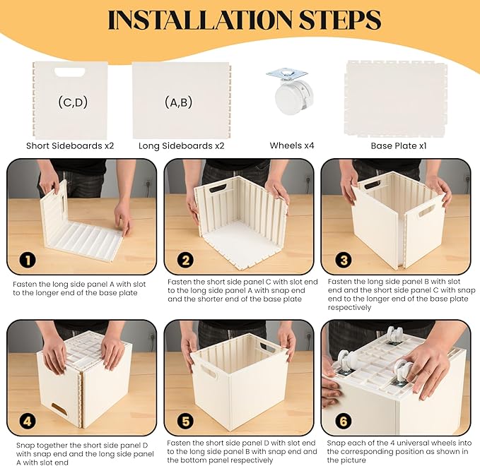 Rolling File Organizer with Wheels, Stackable Storage File Boxes, Portable Letter/Legal Size File Folder Box Book Box Document Organizer for Home Office Filing Storage Bin, White