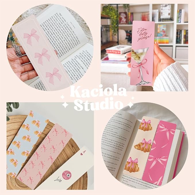 KACIOLA STUDIO 100PCS Bookmarks for Women, Bow Theme Paper Bookmarks Bulk 6" x 2" Cute Book Marks for Reading Booklovers Students Schools Gifts (Bow)