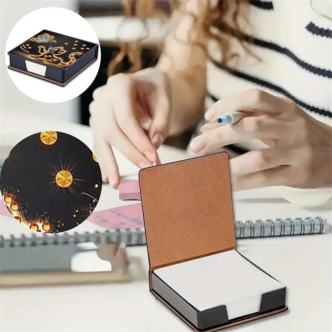 Cat Diamonds Painting Kit Note Box,Animal Memo Paper Storage Box Diamond Art,Sticky Note Holder Diamond Art,Diamond Painting Memo Pad For Office Desk. (Cat)