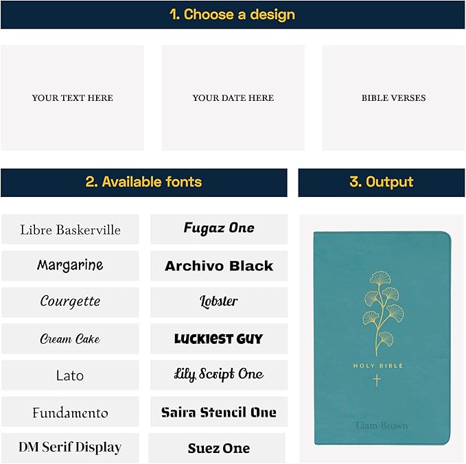 Personalized NLT Bible Faux Leather New Living Translation Bible Small Print Size with Gold Floral Design | Custom with Name, Date or Text | Gift for Religious Celebrations | Teal