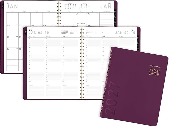 AT-A-GLANCE 2027 Appointment Book Planner, Weekly & Monthly, 8.25" x 11", Half-Hourly, Contemporary, Purple (70940X1427)