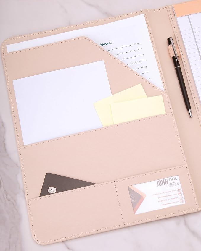 Deluxe Organizer Padded Padfolio, Portfolio Business Document Case with Ruled Letter-Size Perforated Writing Pad