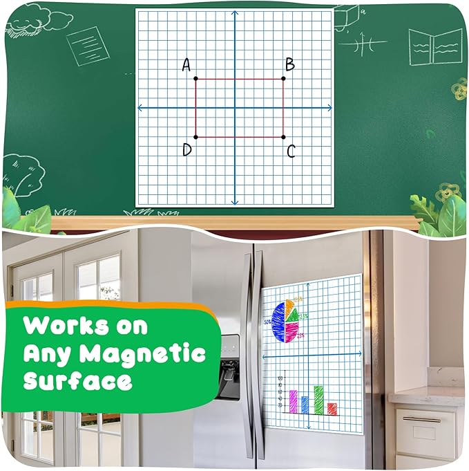 Giant Magnetic XY Coordinate Graph Grid Paper,Dry Erase Chart Paper for Whiteboard Homeschool Teacher Must Haves,Math Classroom Teaching Supplies Math Manipulatives