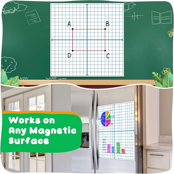 Giant Magnetic XY Coordinate Graph Grid Paper,Dry Erase Chart Paper for Whiteboard Homeschool Teacher Must Haves,Math Classroom Teaching Supplies Math Manipulatives